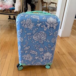 Roller Rabbit Blue and Mint Floral Carry-On